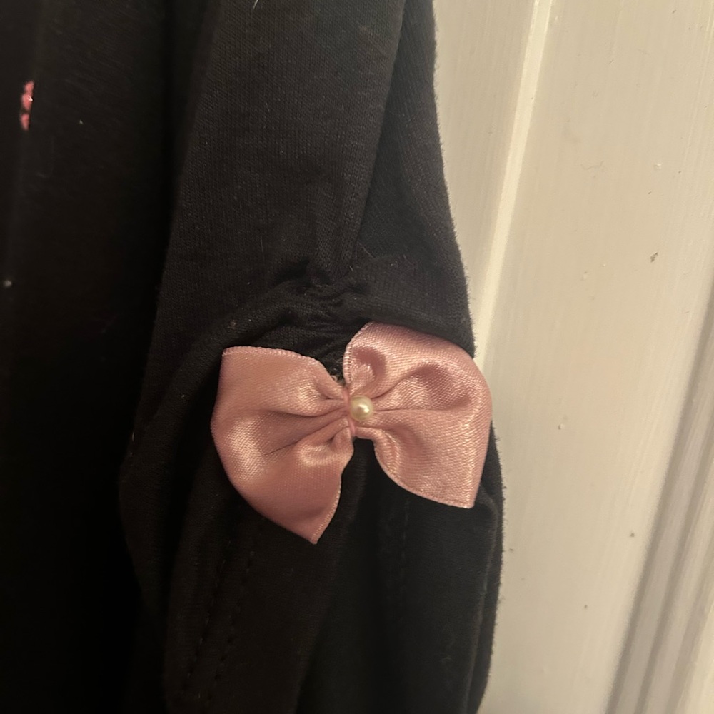 Black Top with Heart and Floral Embellishments - Picture 3 of 4